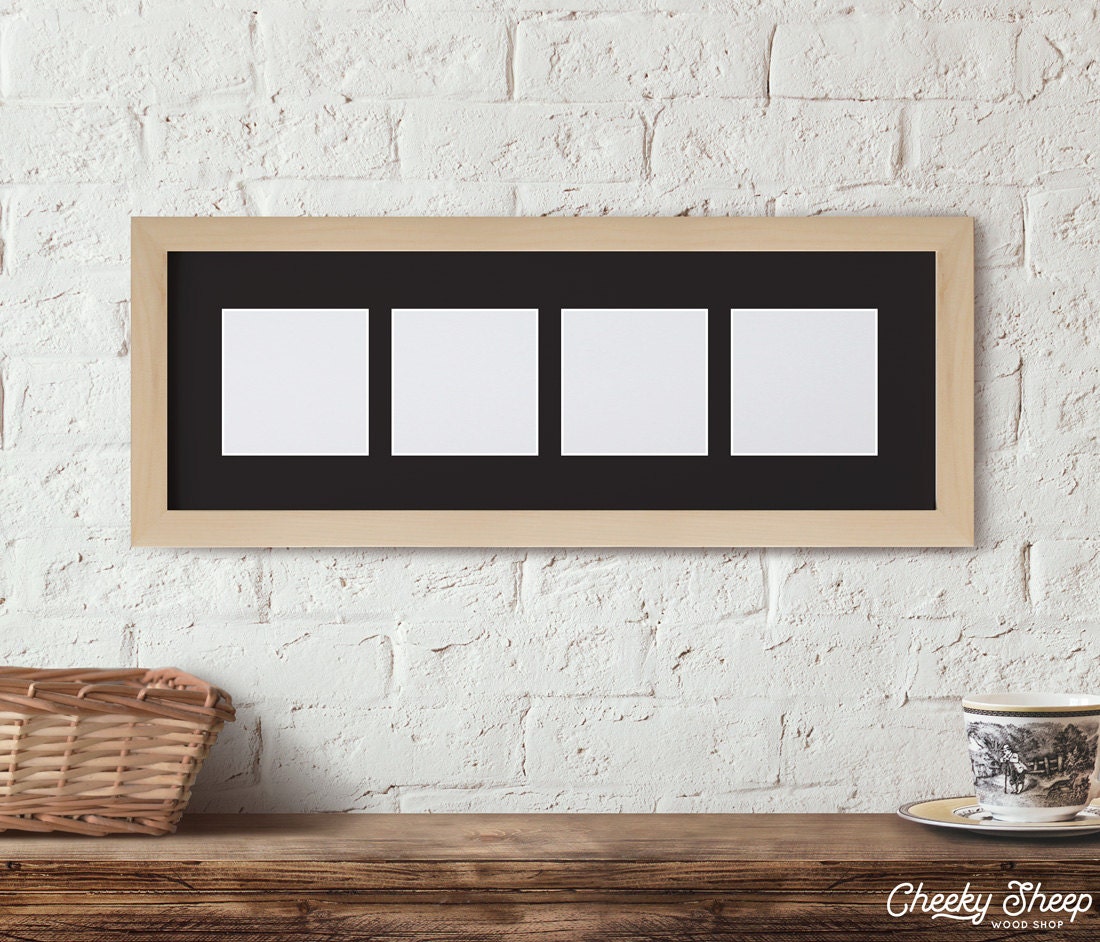 7"x21" Picture Frame fits Four 4x4 Photos Matted Picture Frame 4x4