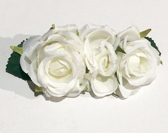 White Garden Rose Hair ivory rose hair clip | etsy White Garden Rose Hair ivory rose hair clip | etsy