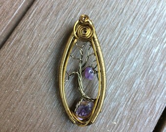 REDUCED ~ Handmade Simple Style Amethyst Tree Pendant