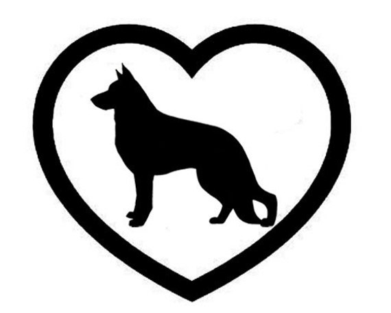 German Shepherd Heart Vinyl Sticker Decal home laptop choose