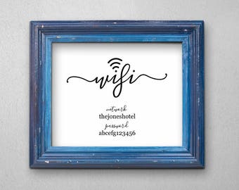 Wifi Password Printable Template - Wifi Password Sign / Print - PDF Instant Download Digital File - Cardstock or Kraft Paper - 8x10 5x7 4x6