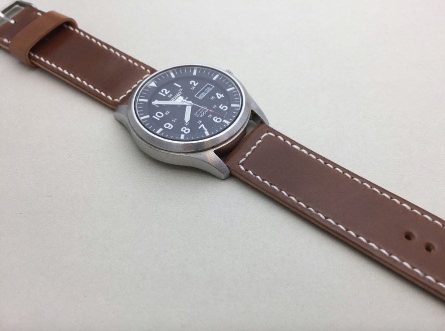 Horween shell cordovan bourbon coloured watch strap with box
