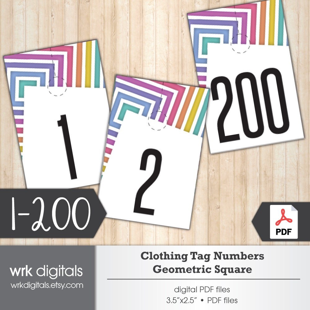 Clothing Number Tags 1200 PopUp Boutique Fashion