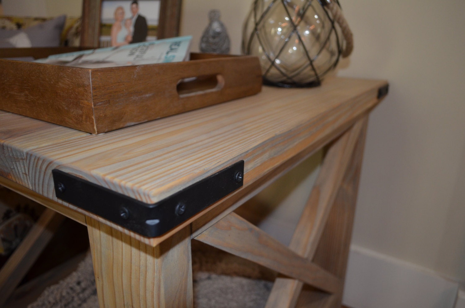 X Brace End Table to match Console Wood Sofa Table