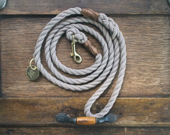 Sand Brown Rope Dog Leash // Rope Dog Lead - Strong Dog Leash - Brass Dog Leash - Australia - Made in Melbourne