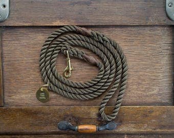 Olive Rope Dog Leash // Rope Dog Lead - Strong Dog Leash - Brass Dog Leash - Australia - Made in Melbourne