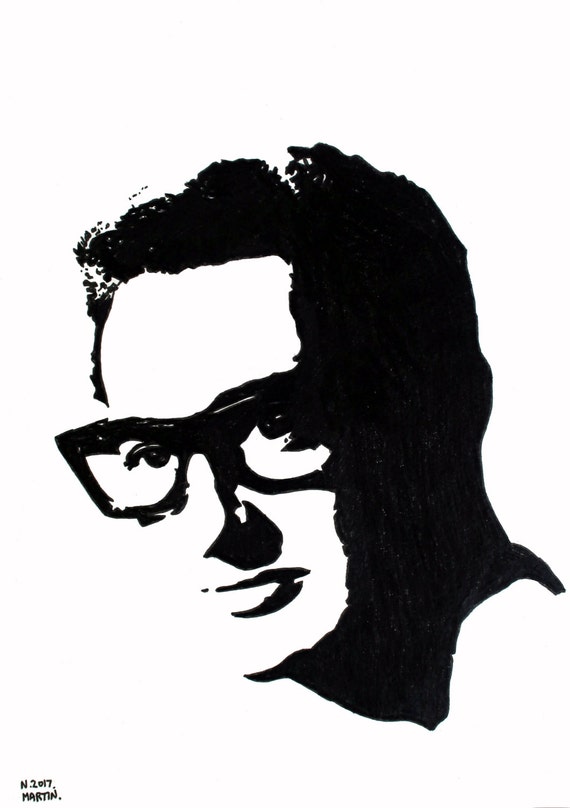 Buddy Holly hand-drawn drawing / painting