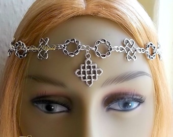 Silver Celtic Headpiece, Medieval Circlet, Renaissance Headdress, Medieval Costume Accessories, Celtic Knot, Reenactment, Cosplay, Larp