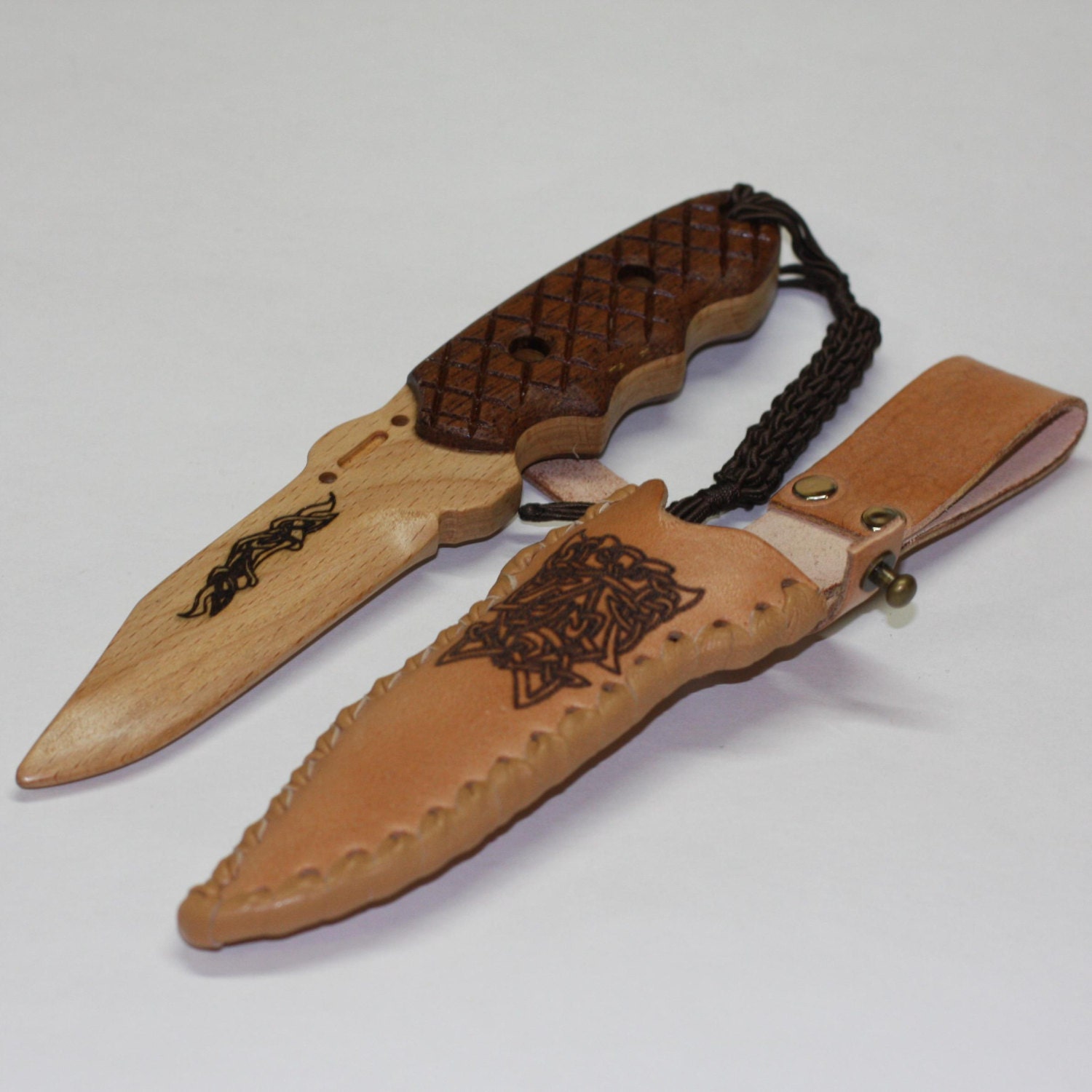Toy wooden knife Interceptor River Hunter with leather sheath
