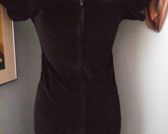 Vintage Yves Saint Laurent black velour swimsuit cover up / bathrobe / Maillots De Bain / XS - S / beautiful condition /swimwear