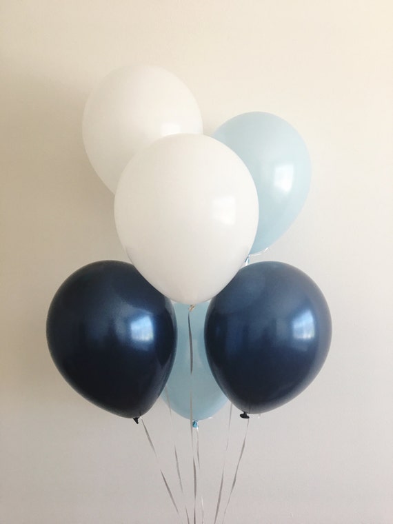 Navy Light Blue White Latex Balloons Navy Balloons White