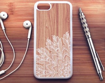 Wood Feather iPhone 7 Case Wood iPhone 6s Case iPhone 6 Plus Case iPhone 6s Plus Case iPhone 5s Case Floral iPhone SE Case iPhone 5c Case