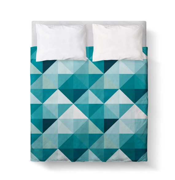 Aqua Teal Turquoise Geometric Abstract DUVET COVER / Comforter