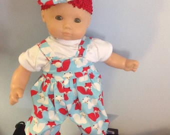 Bitty baby overalls, tee shirt and hair bow with FREE SHIPPING