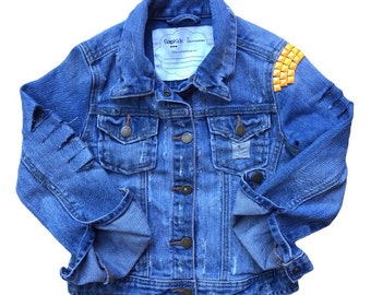 Kid's jean jacket Kid's denim jacket Distressed jean jacket Studded jean jacket Toddler girl clothes Toddler boy clothes Children's Size 5/6