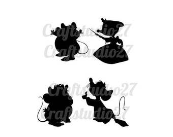 Digital download Cinderella mice 4 silhouettes for Cameo, Cricut and print. SVG, PDF, and PNG and studiofile.