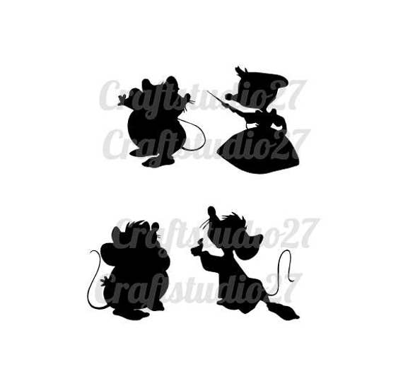 Digital download Cinderella mice 4 silhouettes for Cameo