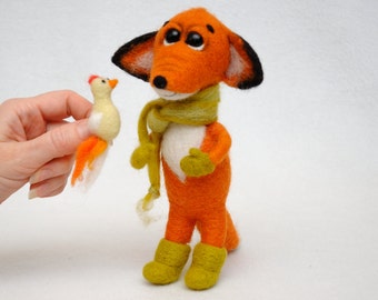 Unique Felted Toy Fox felt animals Needle Felted Animals Home decor Wool figurine Soft sculpture felt toys Eco friendly toys Waldorf animal