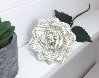 Harry Potter Paper rose single stem made from preloved book. UK, gift, weddings, 1st wedding anniversary, birthday, valentine's, love.