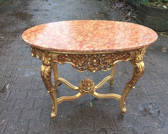 French Table Center Table Antique Table Antique Funiture Rococo Baroque Table Marble Table Gold Center Table Marble top French Furniture