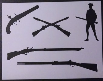 Colonial Musket Pistol Rifle Guns Custom Stencil FAST FREE SHIPPING