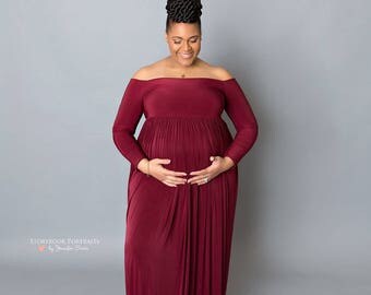Glamour lace maternity gown/long sleeves maternity dress/floor