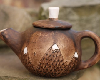 Mountains Teapot Christmas gift|For|hikers Pottery teapot Mountains are calling Hiking gift Camping tea pot Adventure gift Adventure awaits