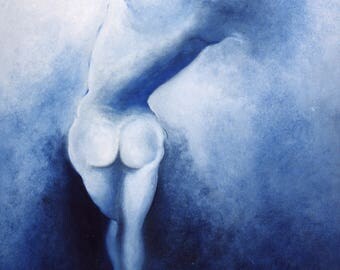 Blue print original oil painting