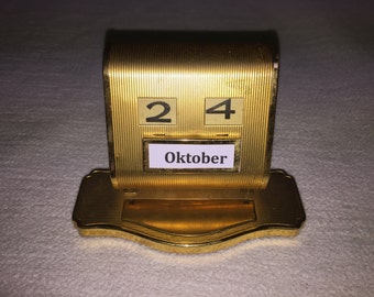 Old perpetual roll calendar, calandar brass roll vintage perpetual calendar