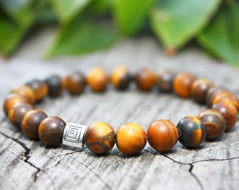 Matte Tigers Eye Bracelet, Tigers Eye Bracelet, Tigers Eye Bracelet Gift, Matte Bead Bracelet, Protection Bead Bracelet, Solar Plexus Chakra