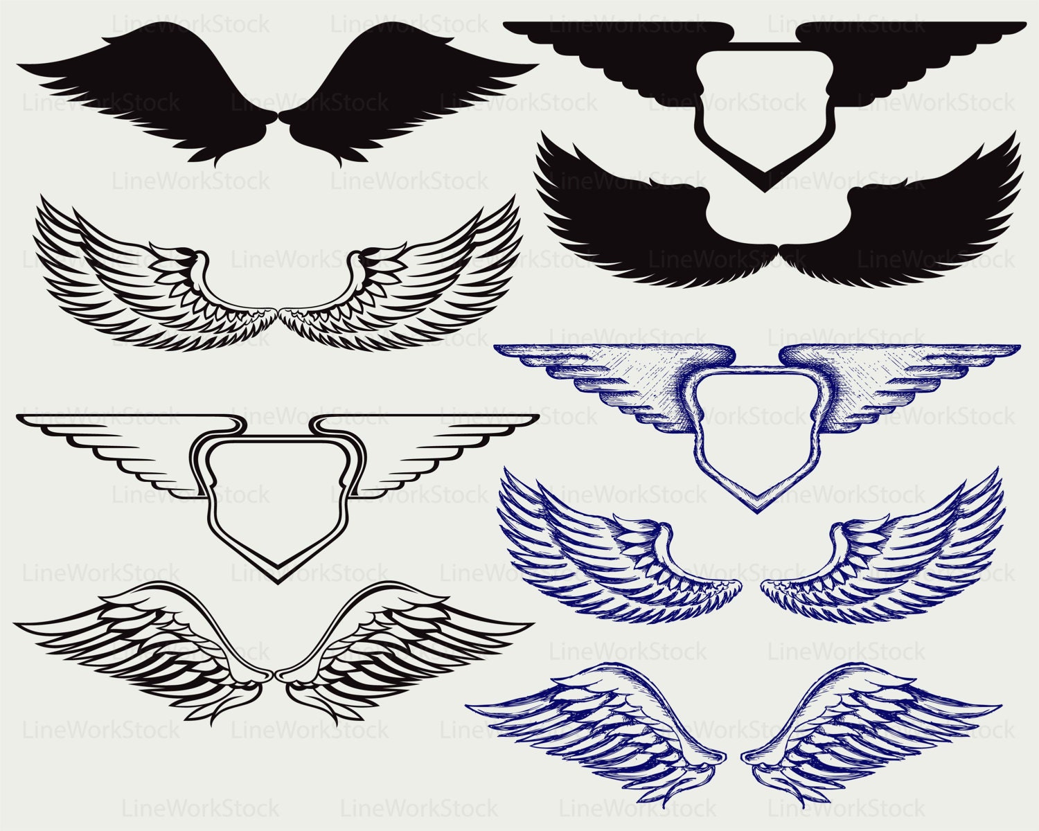 Angel Wings Monogram SVG