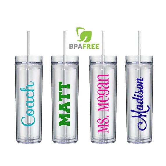 Personalized Tumbler Personalized Cups with Straws Skinny