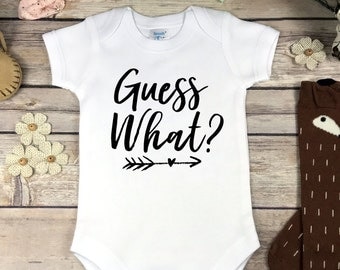 Guess What Onesie® bodysuit or infant shirt Pregnancy Announcement New Baby Pregnancy Reveal onsie Birth Announcement Gift Onsie Guess What?