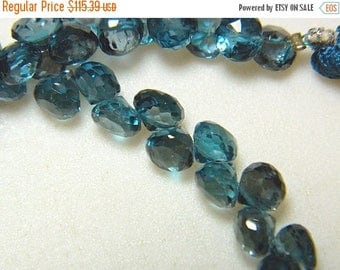 ON SALE 50% London Blue Topaz Beads, Blue Topaz Onion Briolettes, Faceted Beads, 7mm Beads, 10 Pieces, SKU-Dscn5793