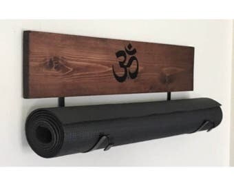 Yoga Mat Holder - Yoga Gift - Yoga Accessory - Yoga Decor - Om - Namaste - Yoga Mat Rack - Workout Organizer - Workout Room - Yoga Room