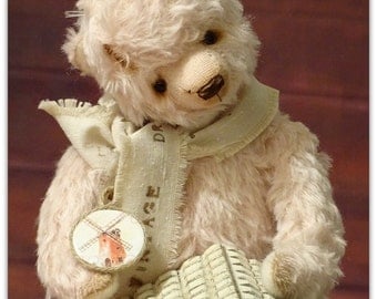Dusty Pink Mohair Teddy Bear. Collectible handmade Artist Teddy Bear. OOAK.