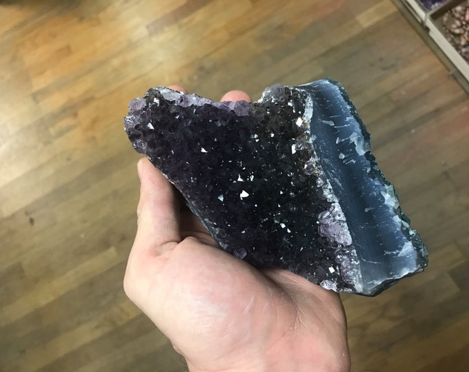 Black Amethyst Geode Cluster from Brazil 5 LBS- 7 Inches tall X 5 Inches Wide Healing Crystals / Amethyst Crystal / Crystals / Chakra Balanc