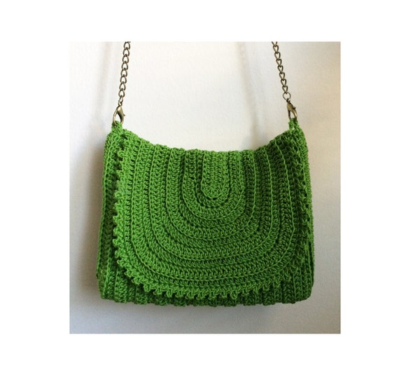 green crochet bag