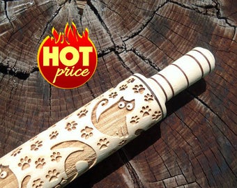Womens gift for mom Baking Housewarming gift Wife gift sister Gift for sister Happy birthday Grandma gift for grandmother rolling pin cat
