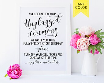 Unplugged wedding sign Ceremony decor Unplugged sign Wedding signage diy Unplugged ceremony sign Outdoor ceremony decorations No cellphone