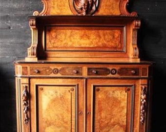 RARE French Antique Sideboard Dining Room Server Walnut Napoleon III Style 19th Century #4951