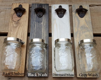 Wall Mounted Bottle Opener with Mason Jar Cap Catcher. Reclaimed Wood Beer Bottle Opener. Beer Gifts. Gift for Dad. Groomsmen Gift.