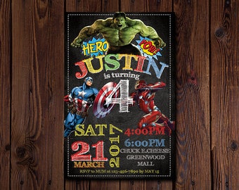 Superhero Invitation / Superhero Avenger Birthday Invitation / Avenger Invitation / Boy Invitation / Birthday Invitation / Invitation