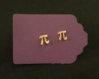 Yellow Gold Pi Symbol Earrings