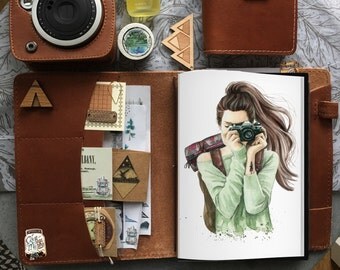 MIDORI paper FOLDER or cover amd planner Dashboard - WANDERLUST travellers Notebook chick sparrow and personal cover traveller foxy fox