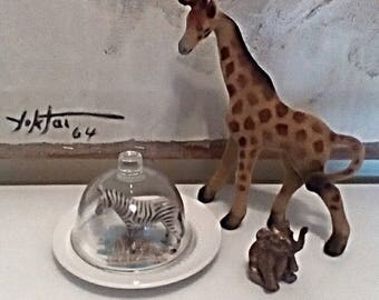 Small Garden/Display Cloche with Vintage Giraffe Base