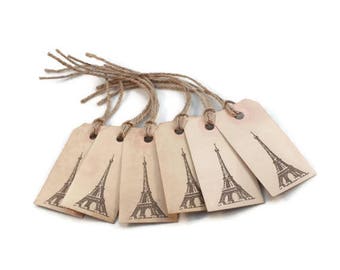 Gift Tags, Eiffel Tower, Favor Tags, Tea Stained, Grungy Tags, Party Favors, Organization Tags, Primitive Tags, Merchandise Tags, Hang Tags