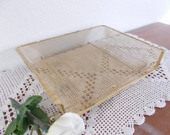 Gold Metal Wire Desk Tray Paper Organizer Industrial Office Table Storage Hollywood Regency High Fashion Paris Office Glamorous Home Decor