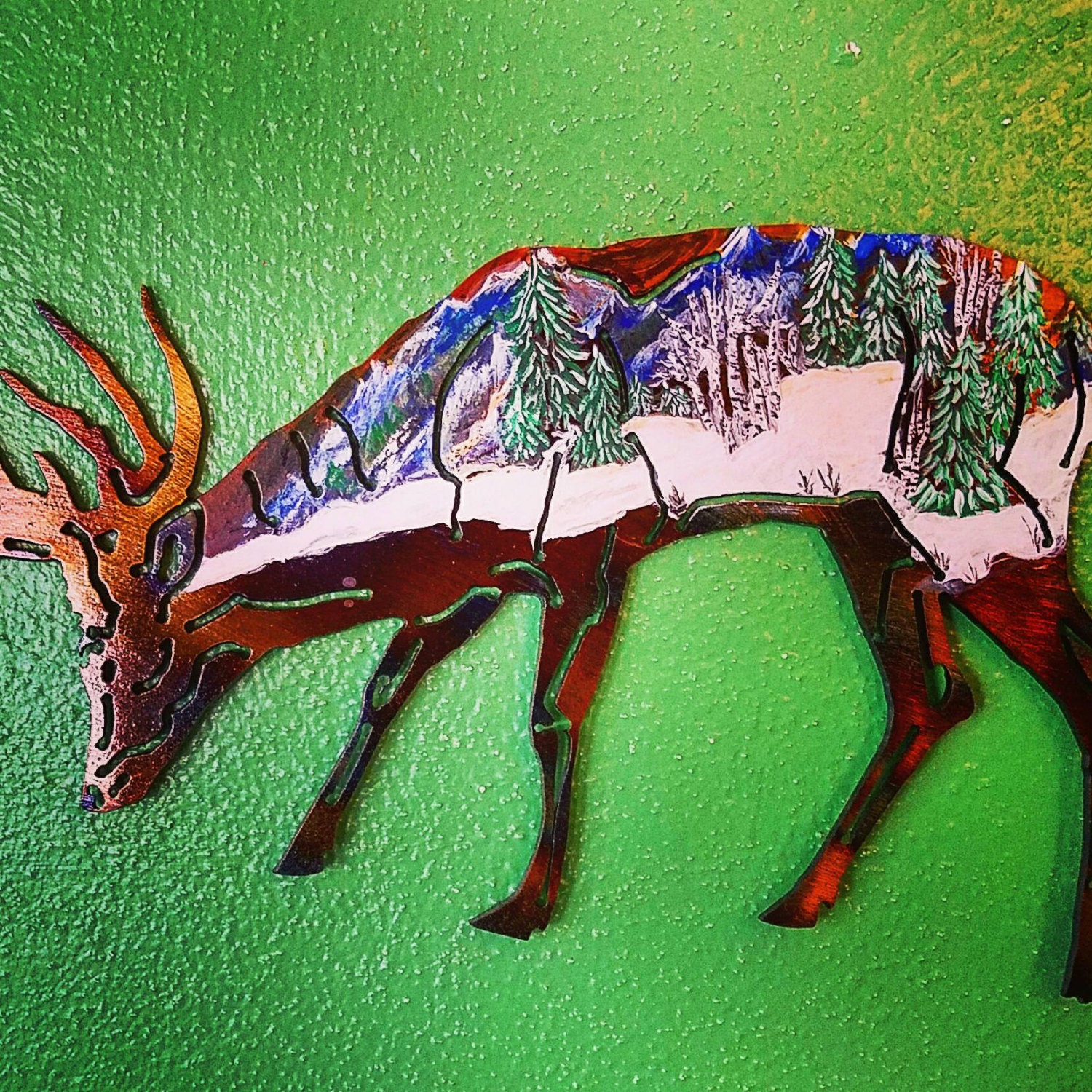 Deer wall art deer metal art deer hand painted deer
