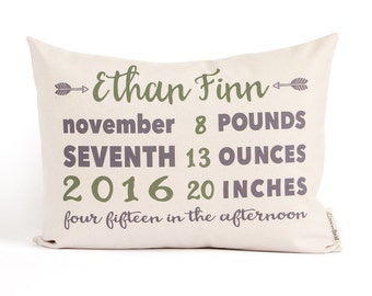 Personalized Birth Announcement Pillow, Baby Annoucement, Baby Shower Gift, Personalized Pillow, First Birthday, New Parents, New Baby